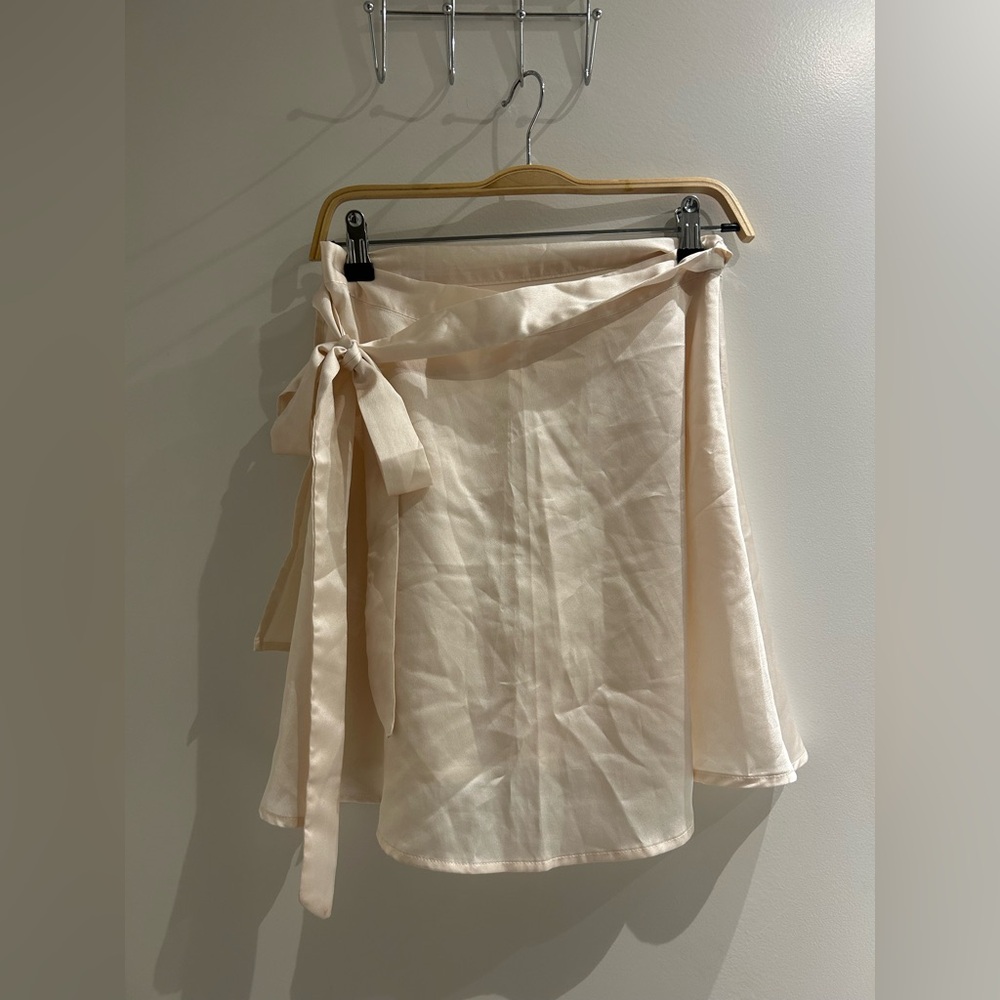 Satin Cream Wrap Skirt